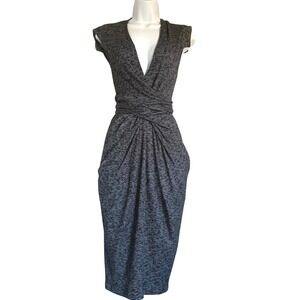 Women's Vena Cava Vogue Gray Ribbed Knit Tie-Front‎ Midi Dress Size 4